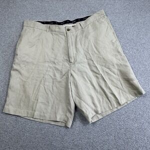 Allen Solly 100% Linen Bermuda‎ Shorts Beige Men's 42x9 Casual Vacation Beach